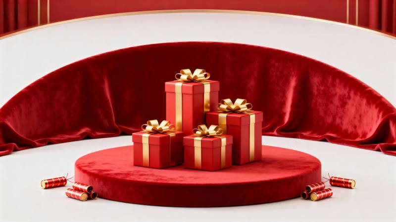 圣诞礼盒堆叠展示图片