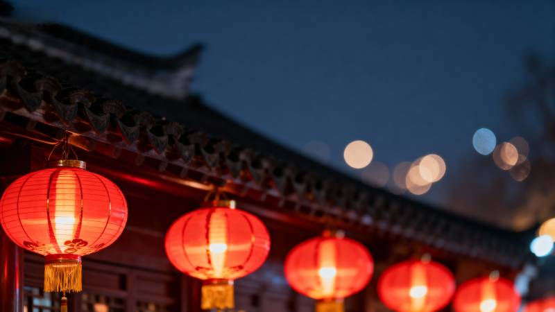 红灯笼夜景图片