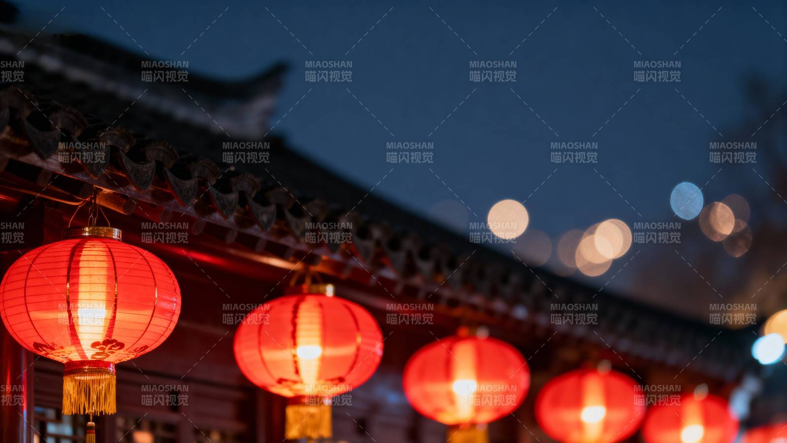 红灯笼夜景图片