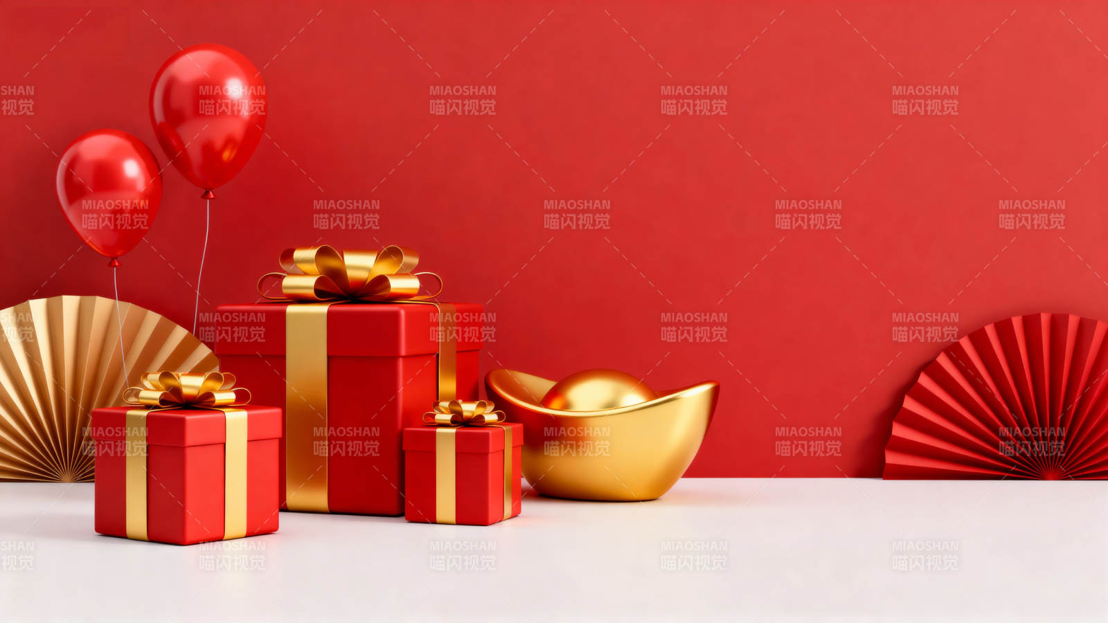 新年礼盒与金元宝图片