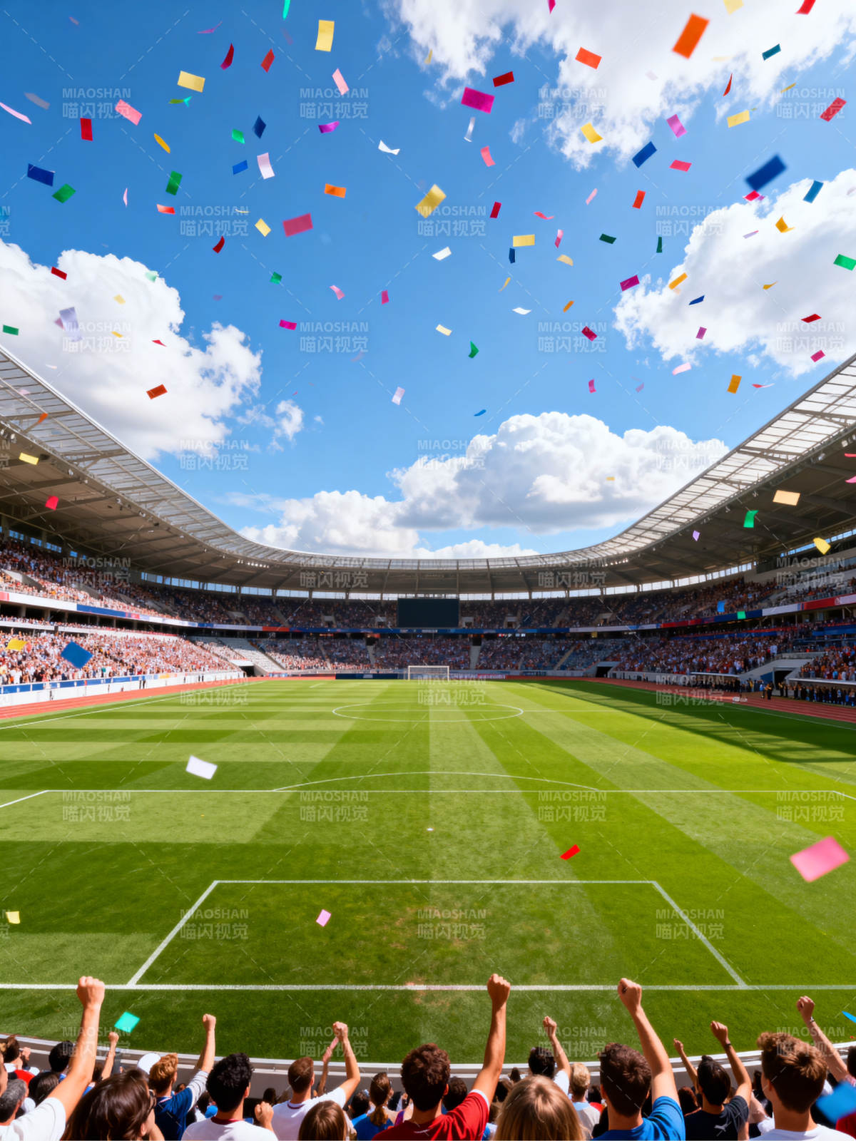 球场狂欢 彩带飞舞图片