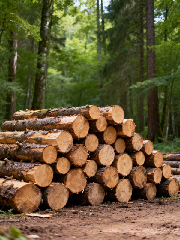 林间伐木堆图片