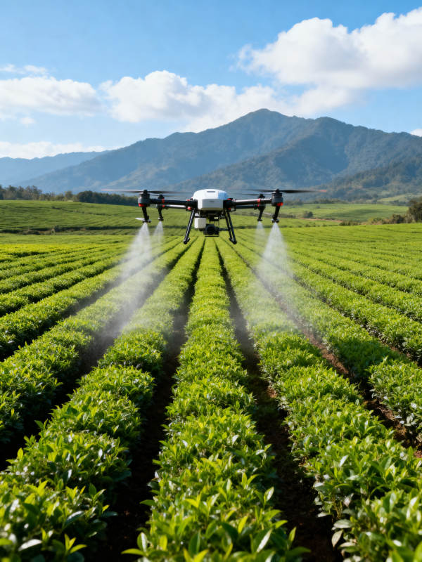 无人机喷洒茶园图片