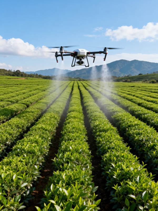 无人机喷洒茶园图片