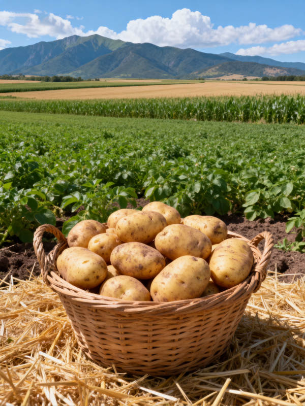 丰收的土豆篮图片