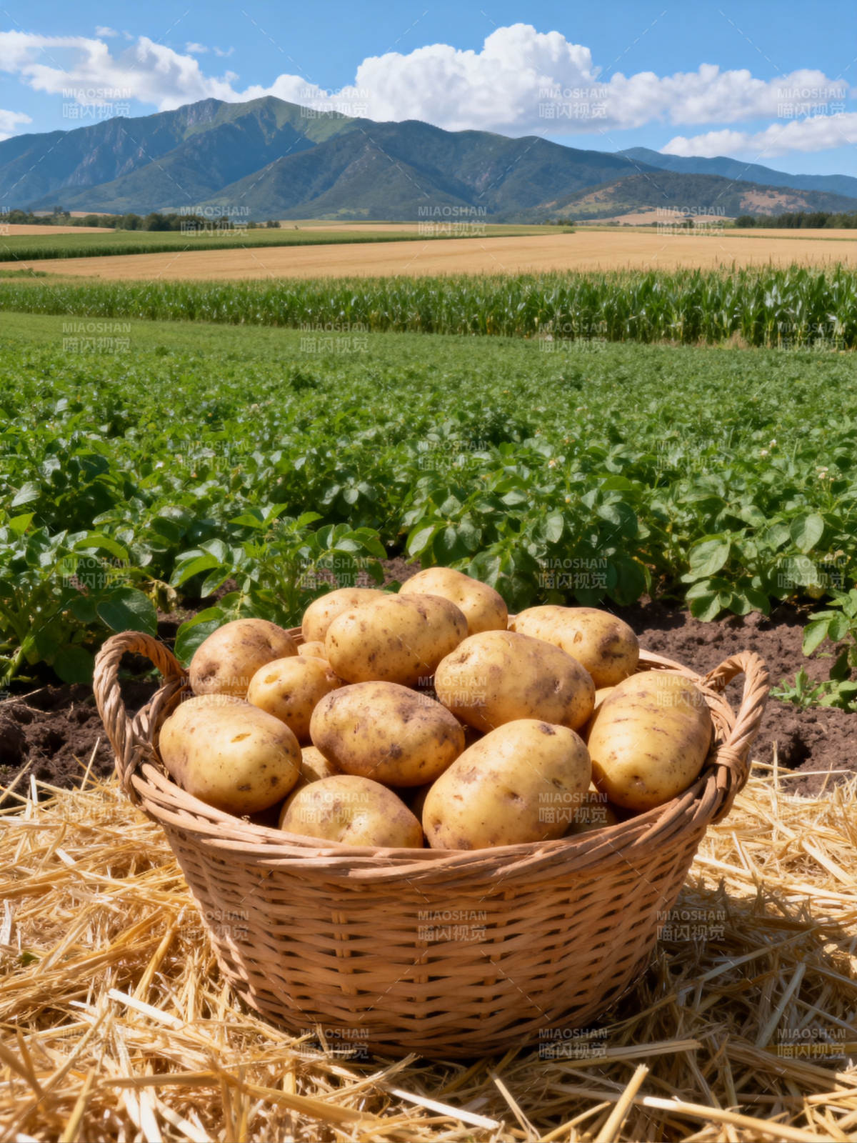 丰收的土豆篮图片