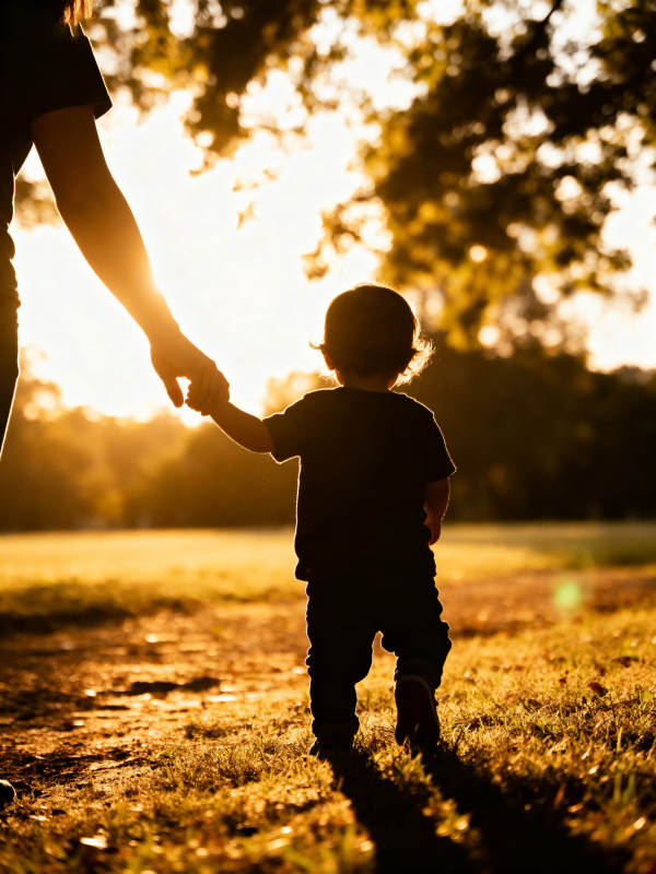 夕阳下的牵手图片