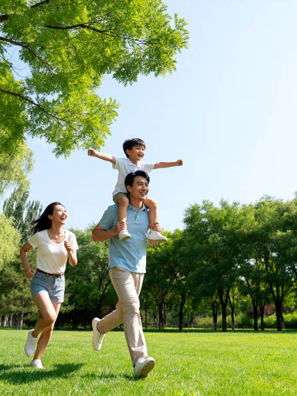 幸福家庭公园奔跑图片