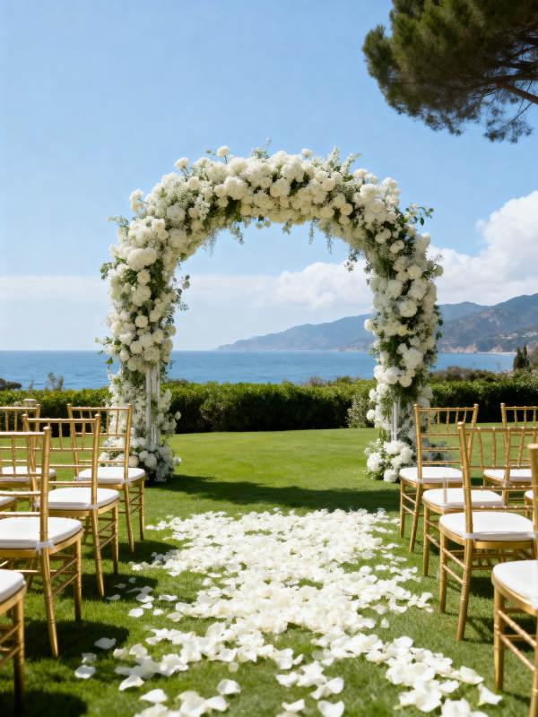 海边花拱婚礼现场图片