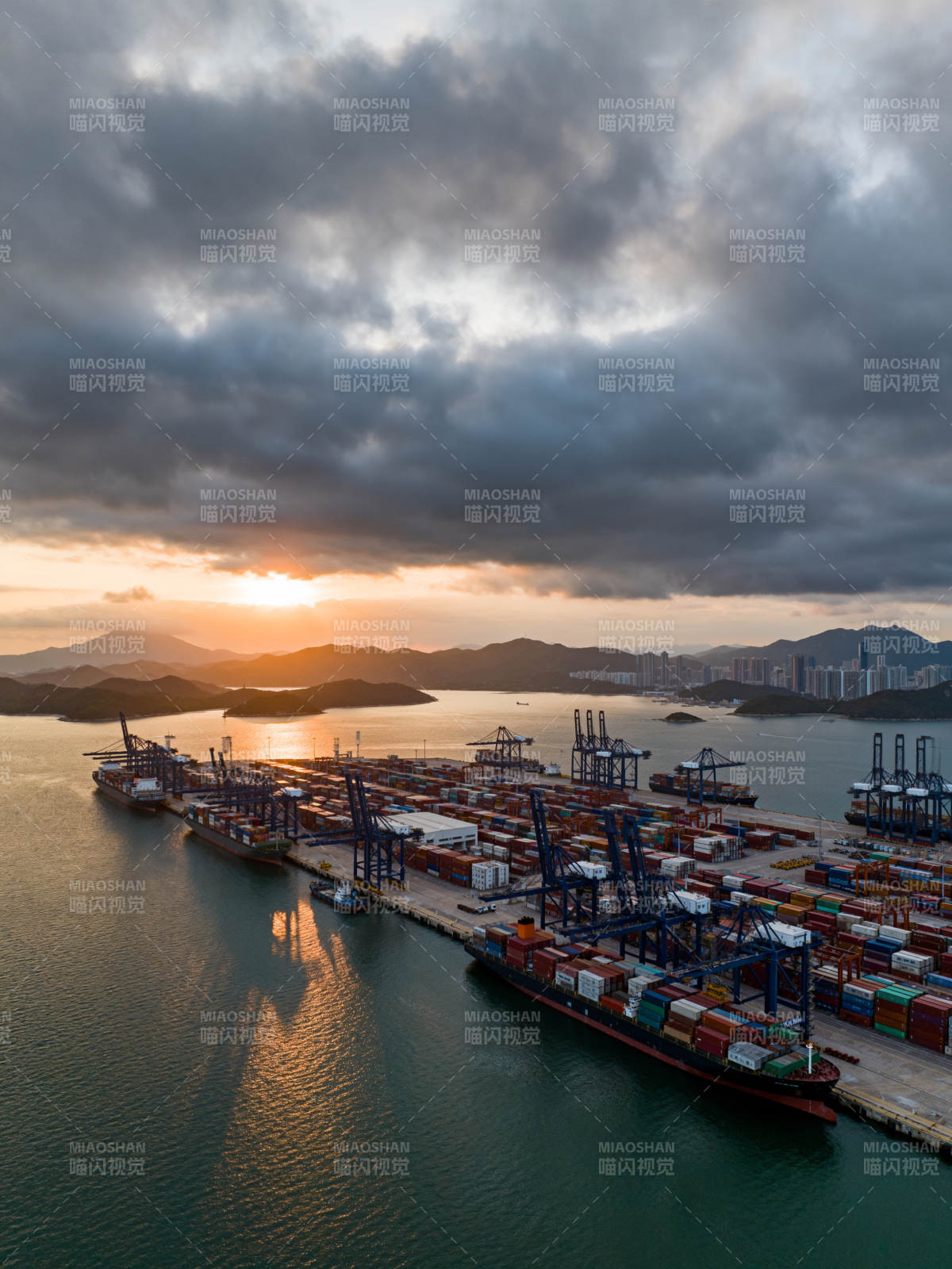 港口日落美景图片