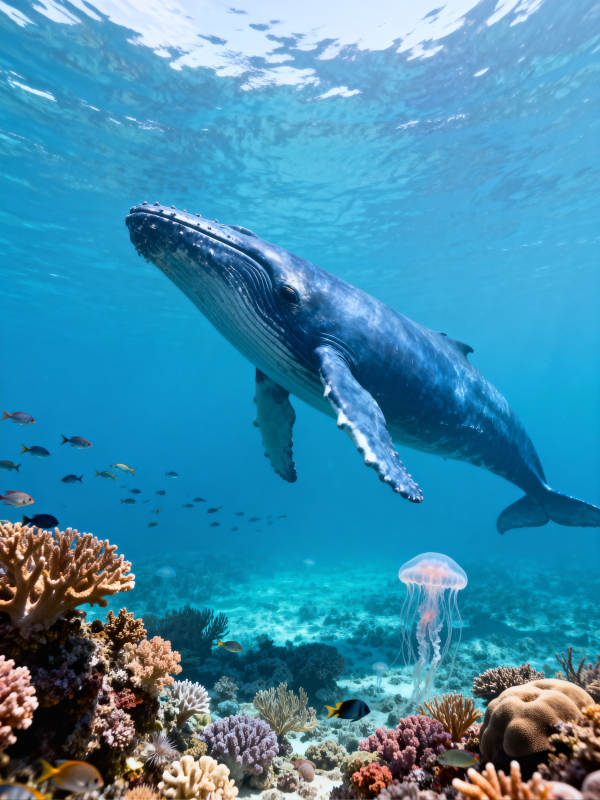 鲸游珊瑚海图片