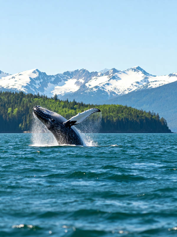 鲸跃雪山湖图片