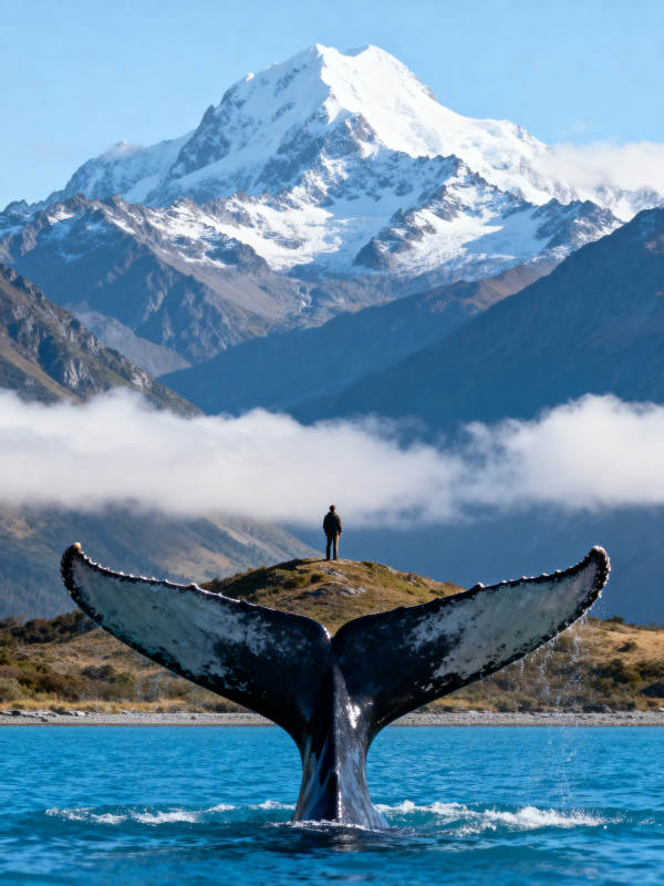 鲸尾雪山奇景图片