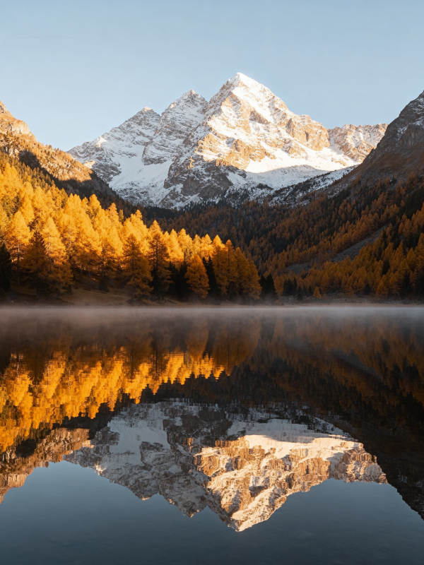秋山倒影湖中图片