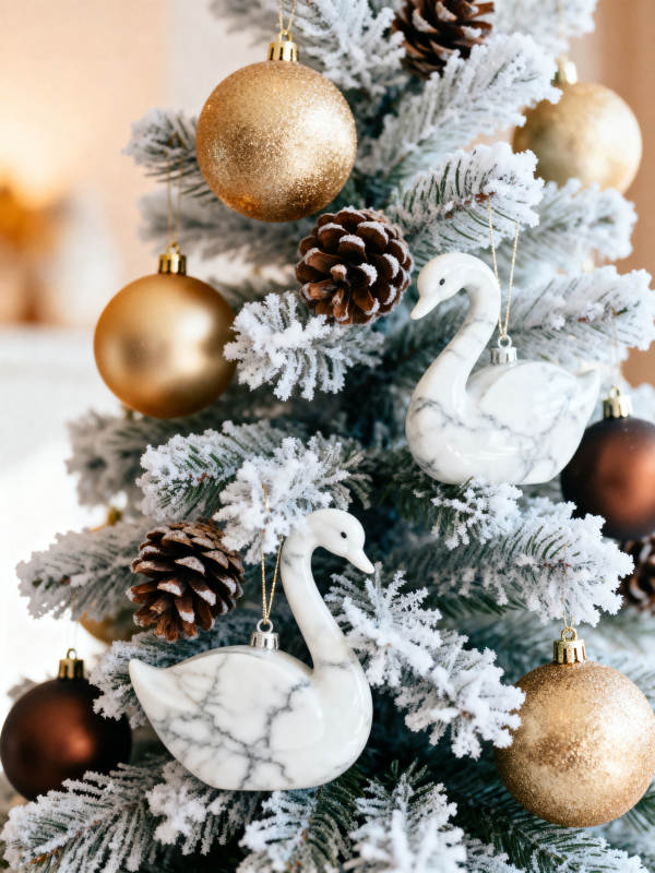 雪松上的天鹅装饰图片