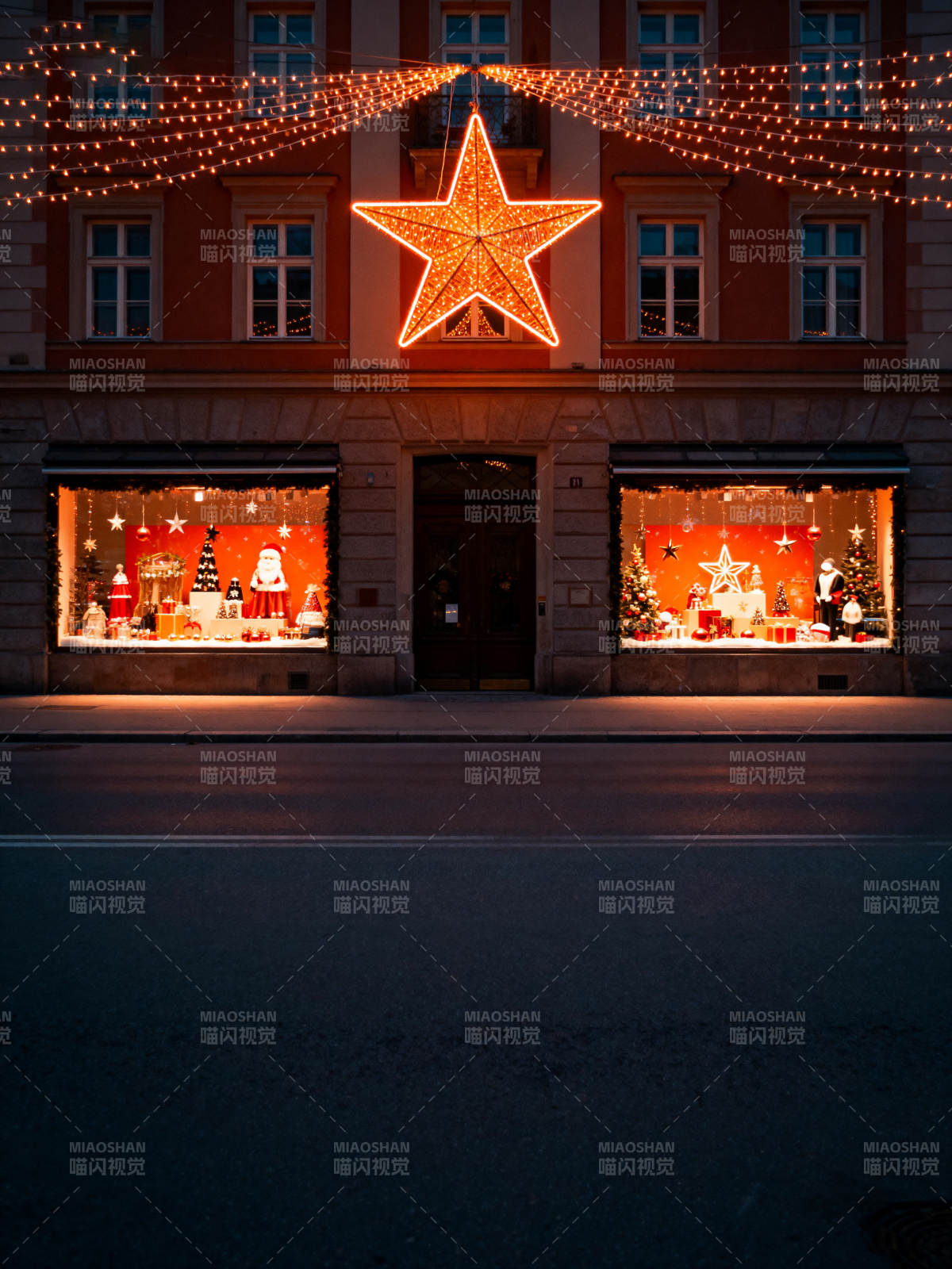 圣诞橱窗夜景图片