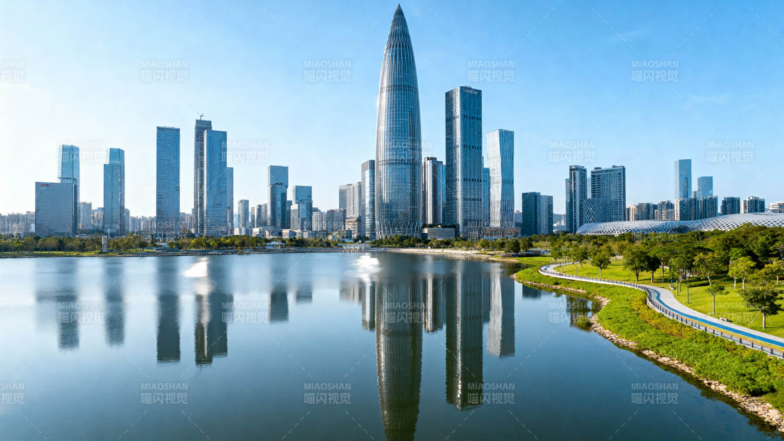 城市天际线倒影图片