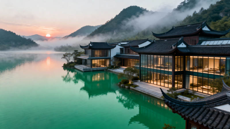 湖畔晨曦静谧居图片