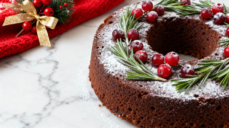 圣诞红果蛋糕图片