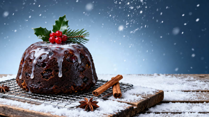 圣诞布丁雪景图图片