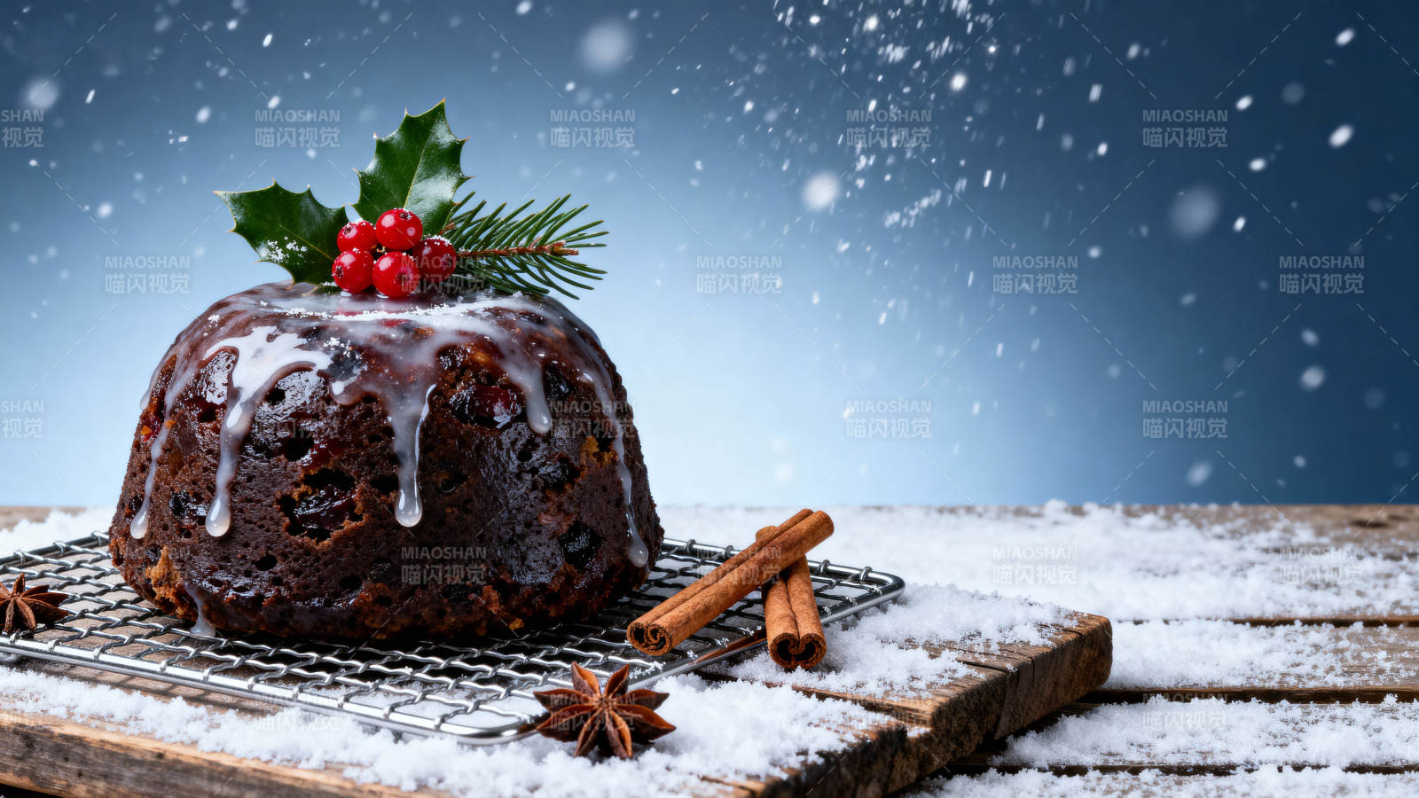 圣诞布丁雪景图图片