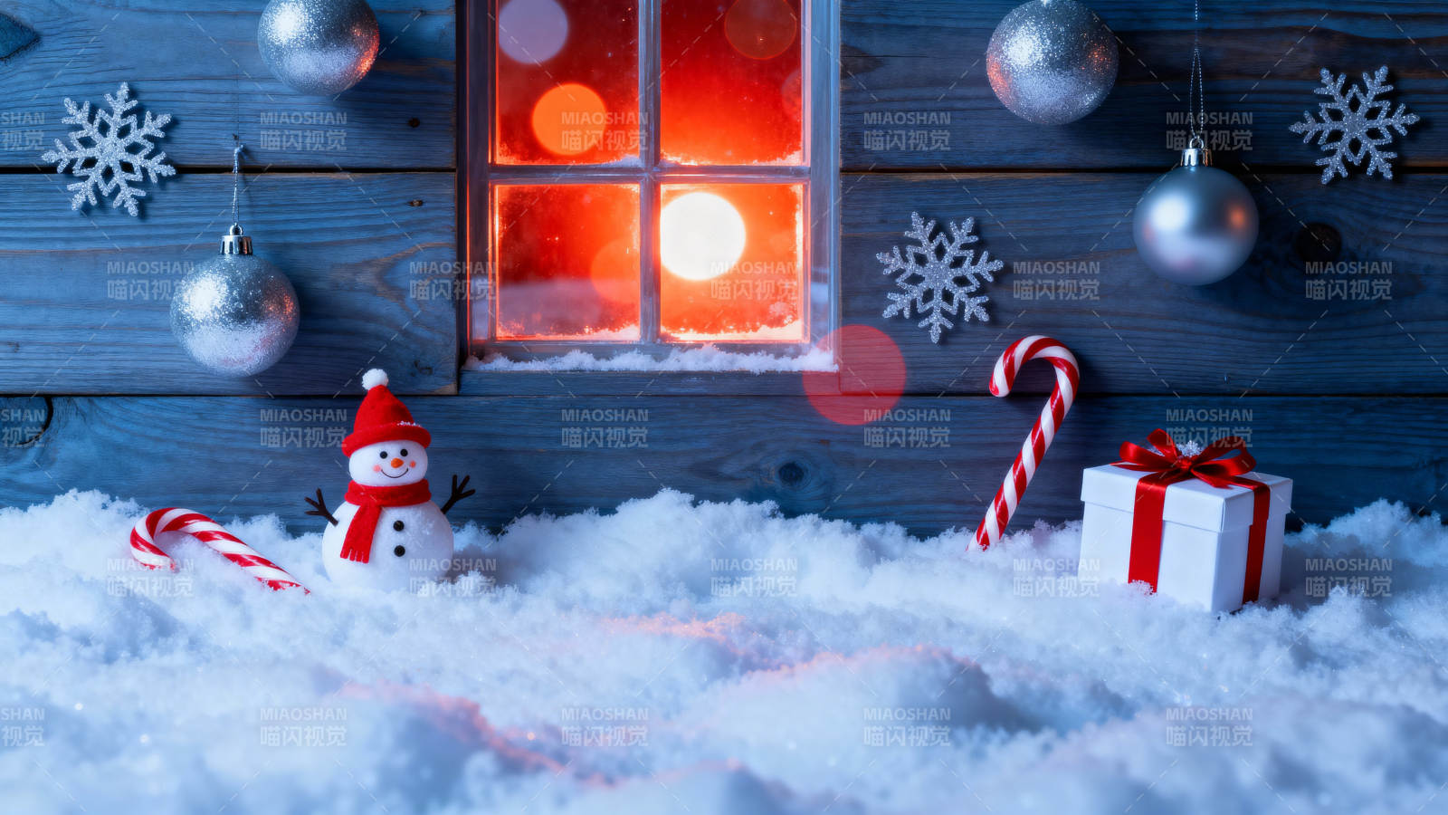 圣诞雪夜温馨景图片