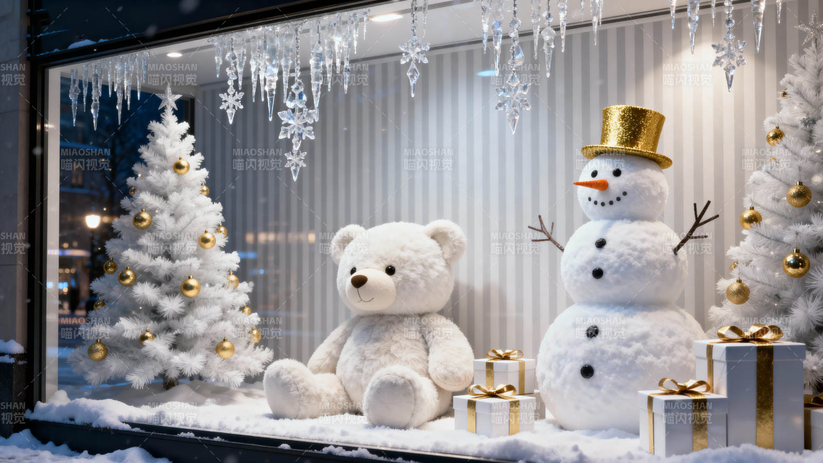 圣诞橱窗温馨布置图片