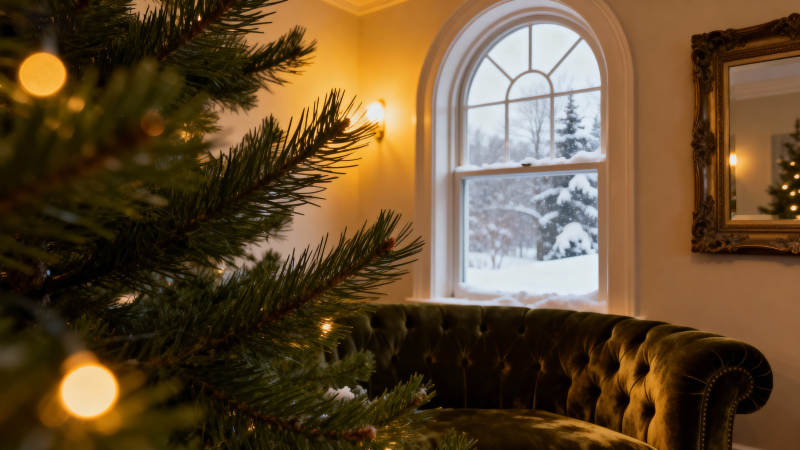 圣诞树旁的温馨角落图片