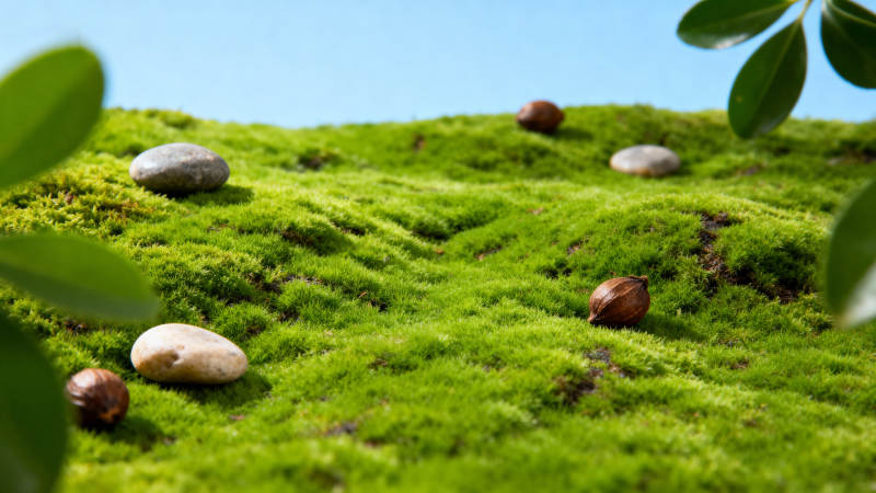 青苔石子静谧景图片