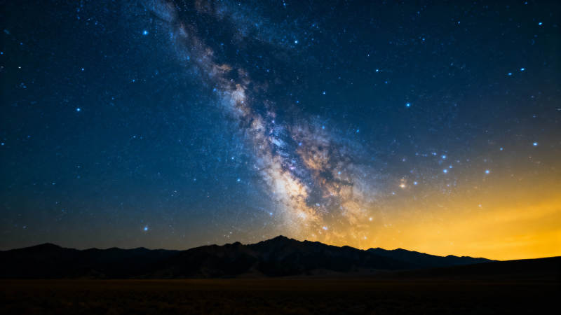 银河横跨夜空图片