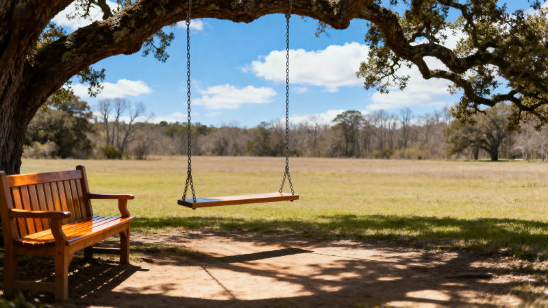 树下秋千静谧景图片