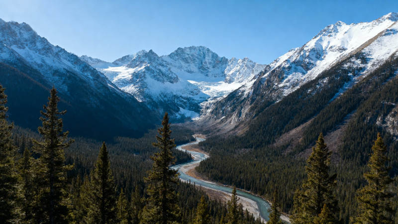 雪山峡谷美景图片
