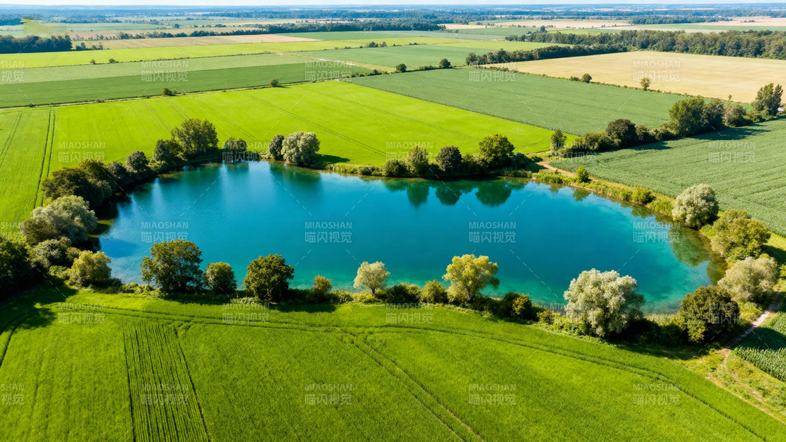 绿野湖光美景图片