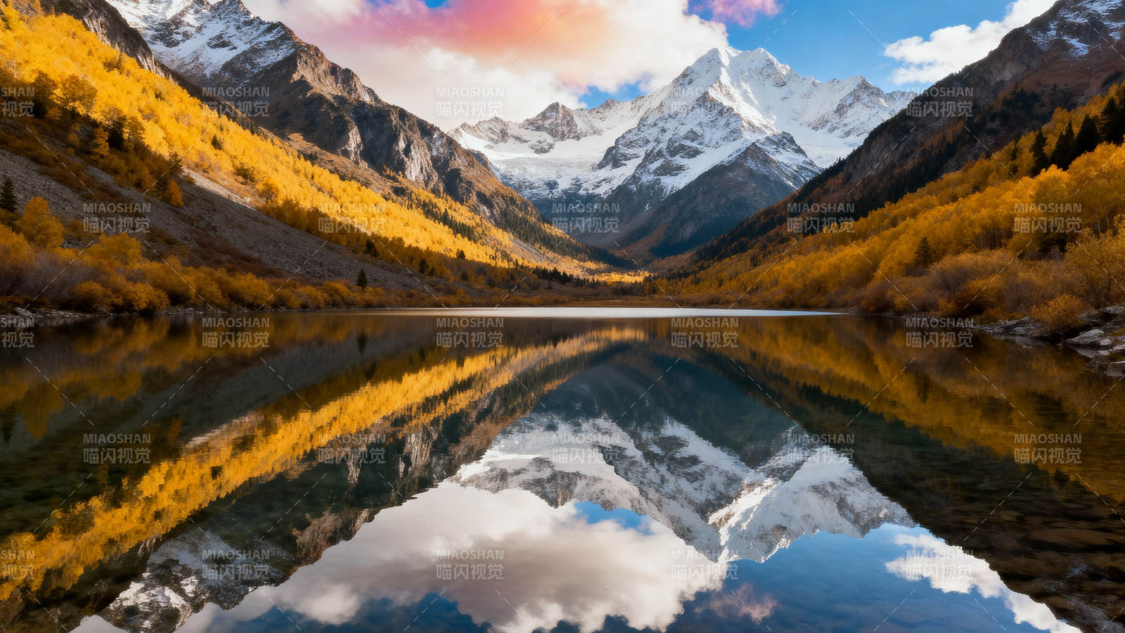 秋山倒影湖中图片