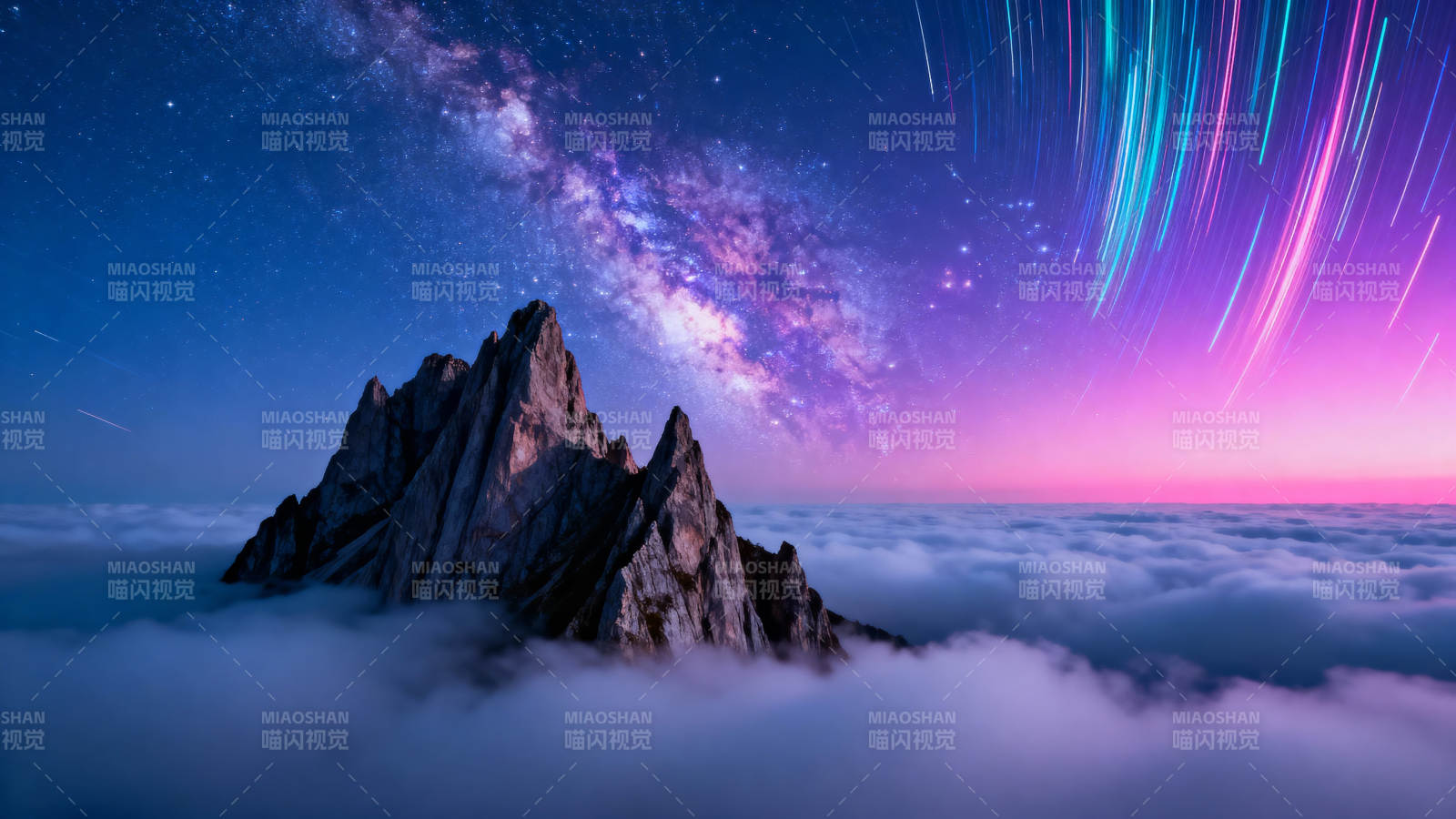 星河云海山巅图片