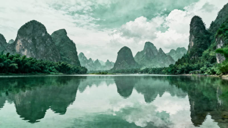 山水倒影如画图片