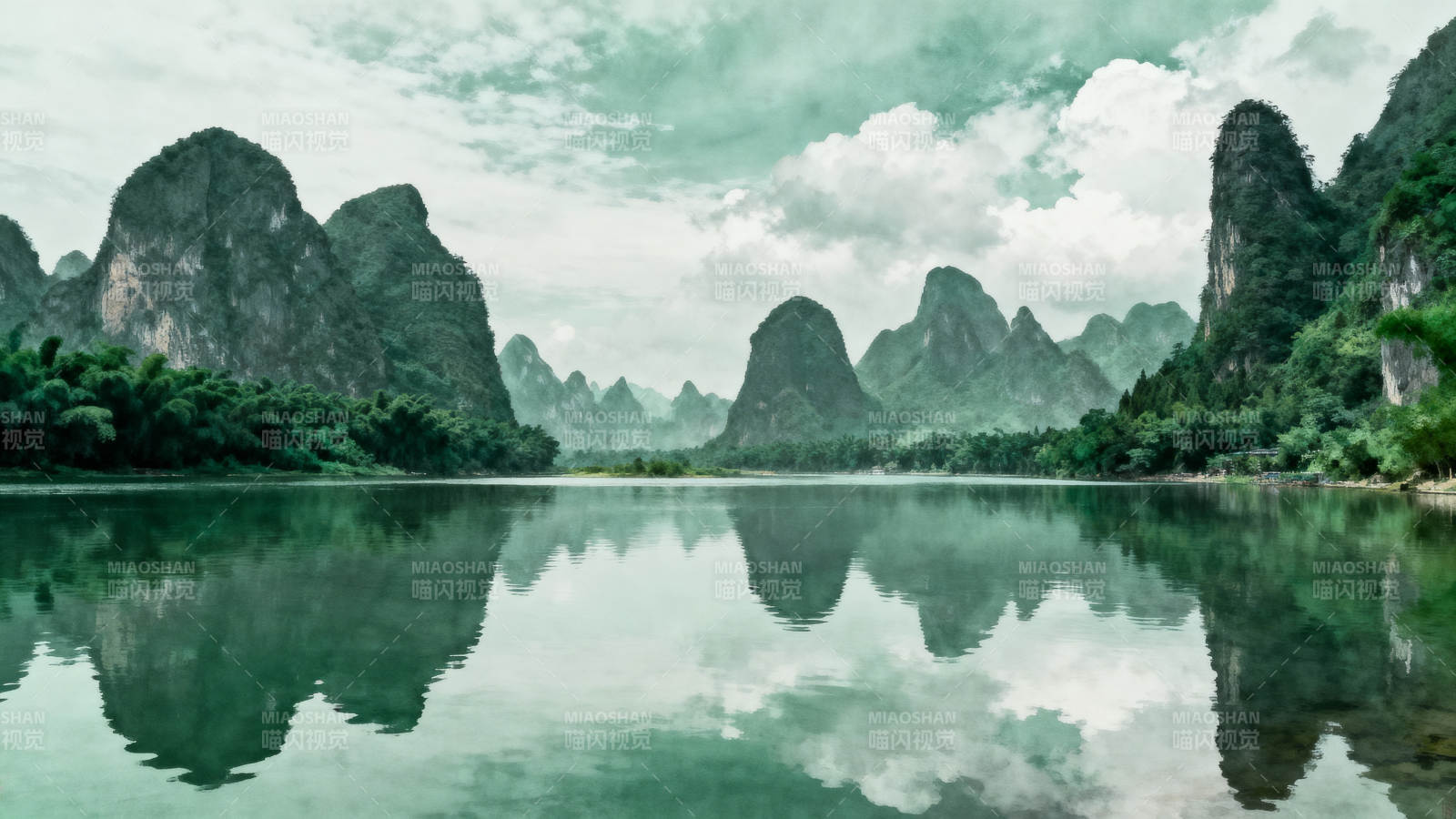 山水倒影如画图片