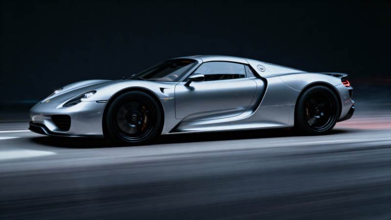 银色超跑疾驰瞬间图片