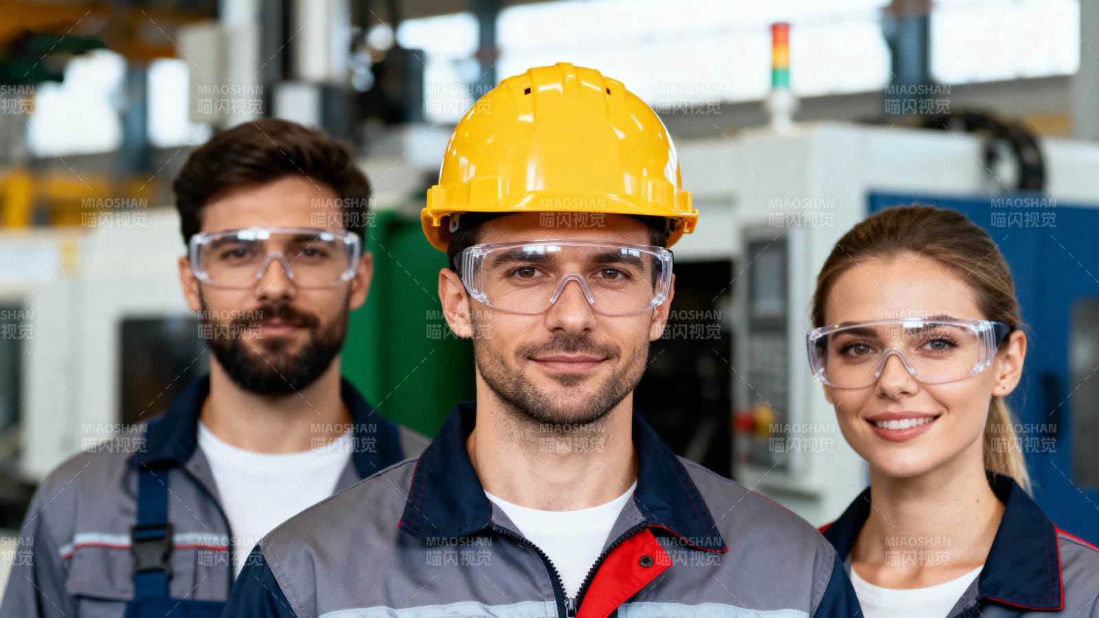 工厂工人团队合影图片