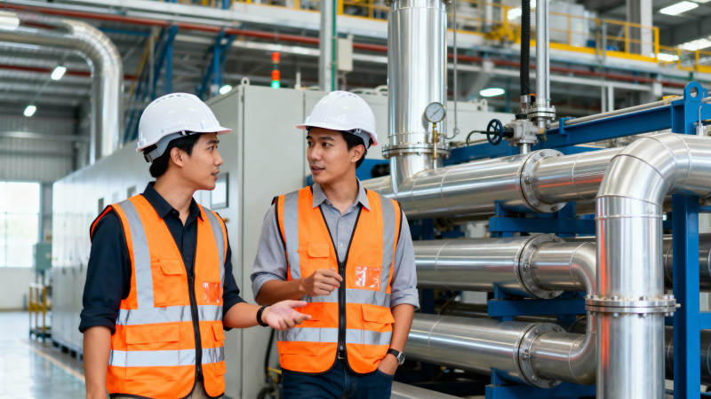 工厂工人交流工作图片