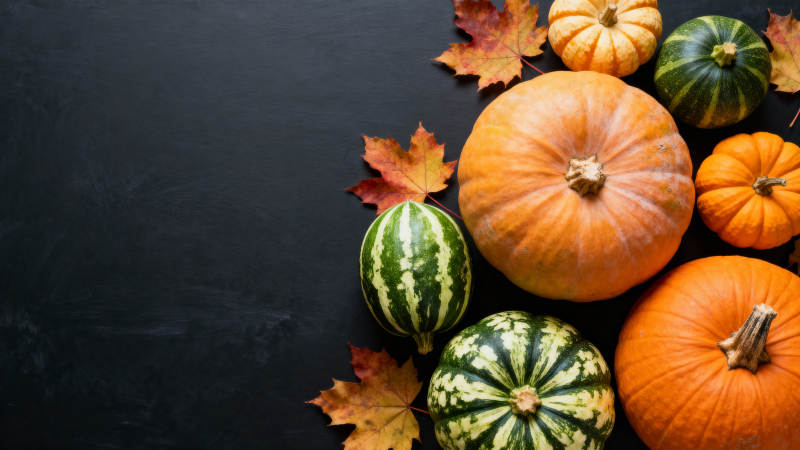 秋日南瓜与落叶图片