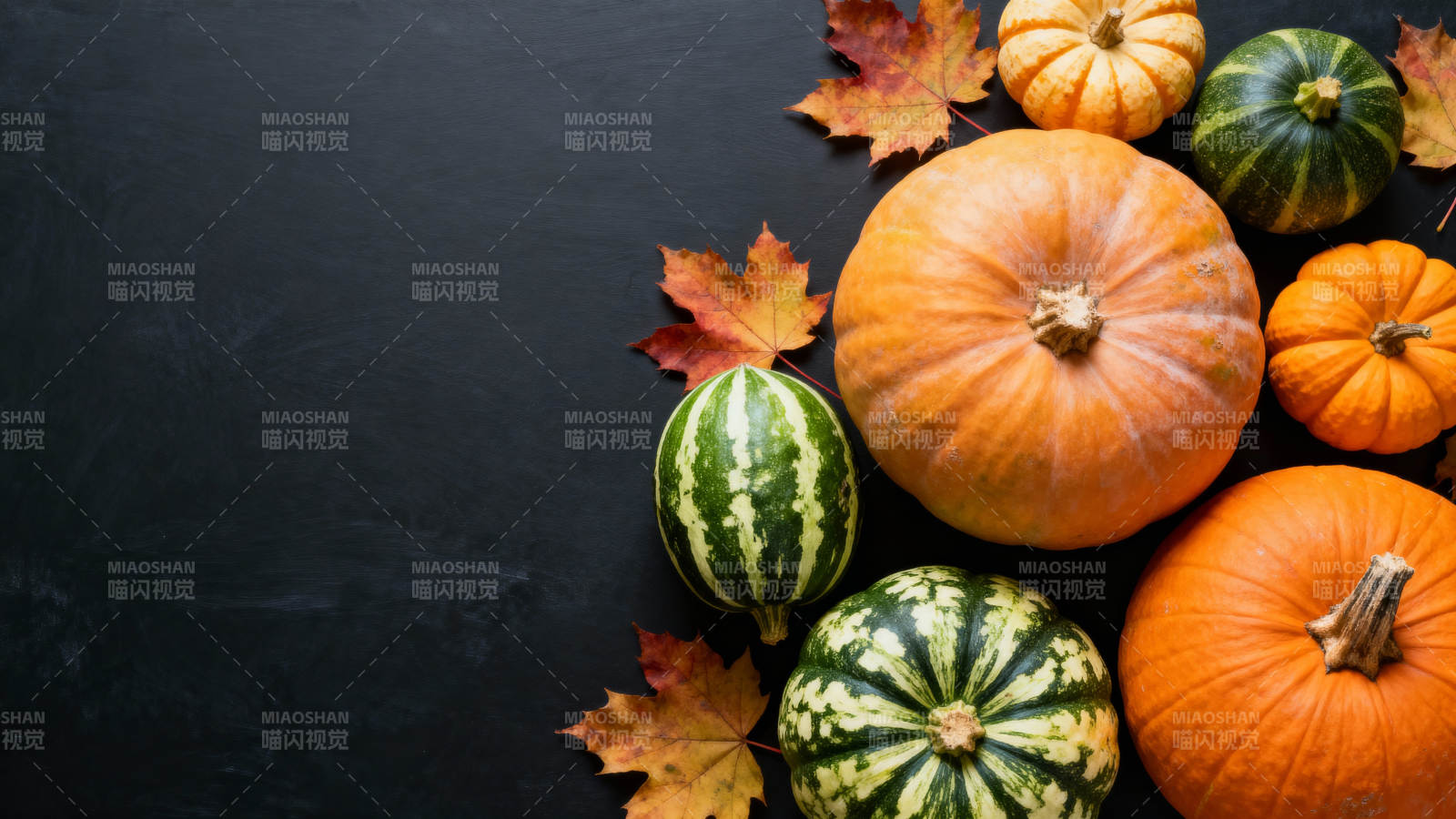 秋日南瓜与落叶图片