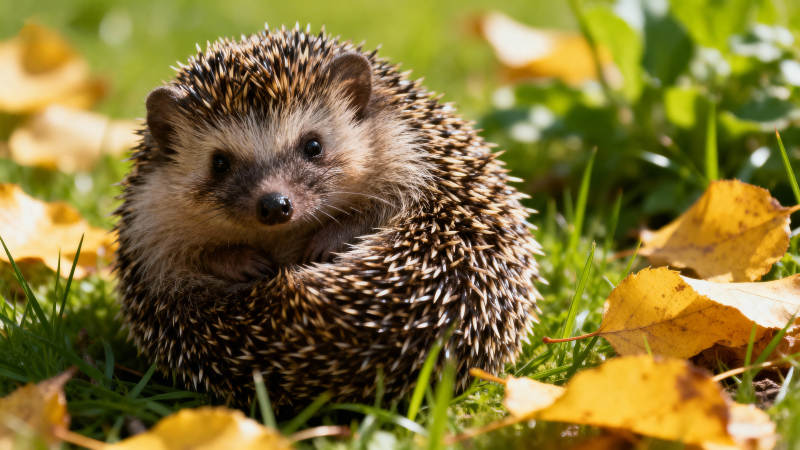 小刺猬秋日草地图片