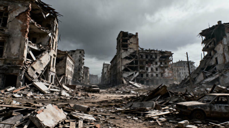 废墟中的城市图片