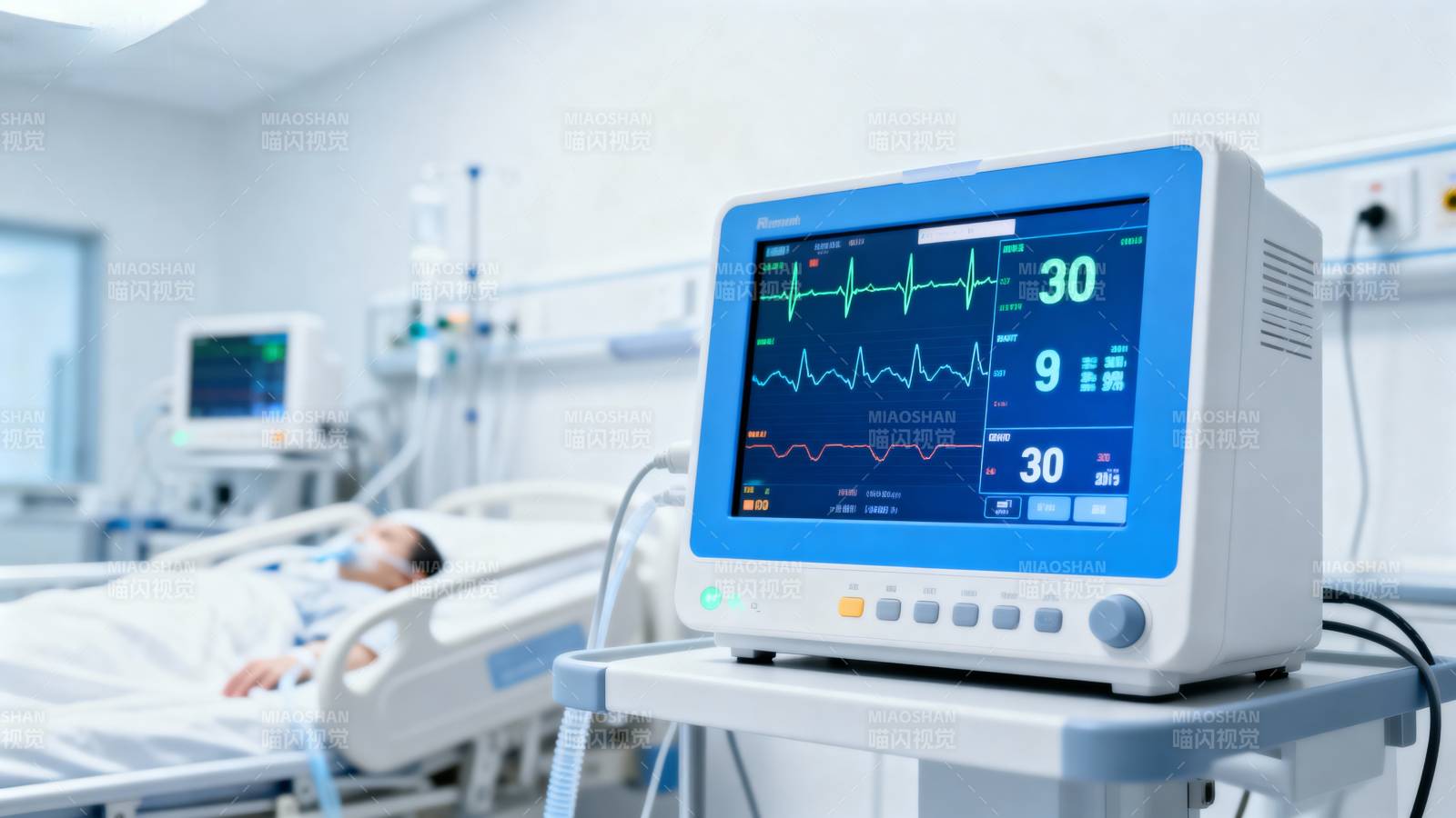 医院监护仪显示生命体征图片