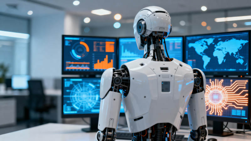 智能机器人办公场景图片