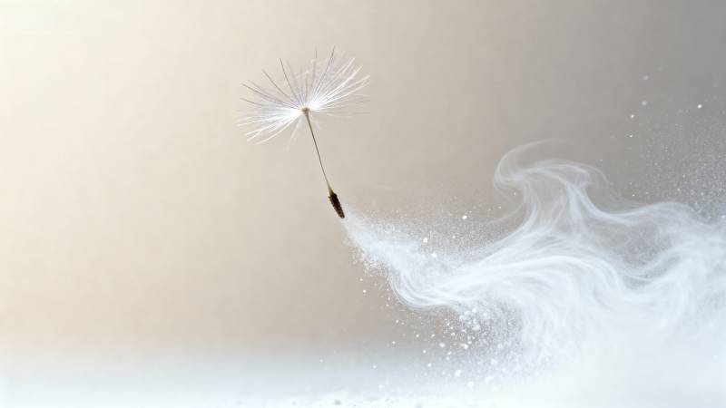 蒲公英随风飘散图片