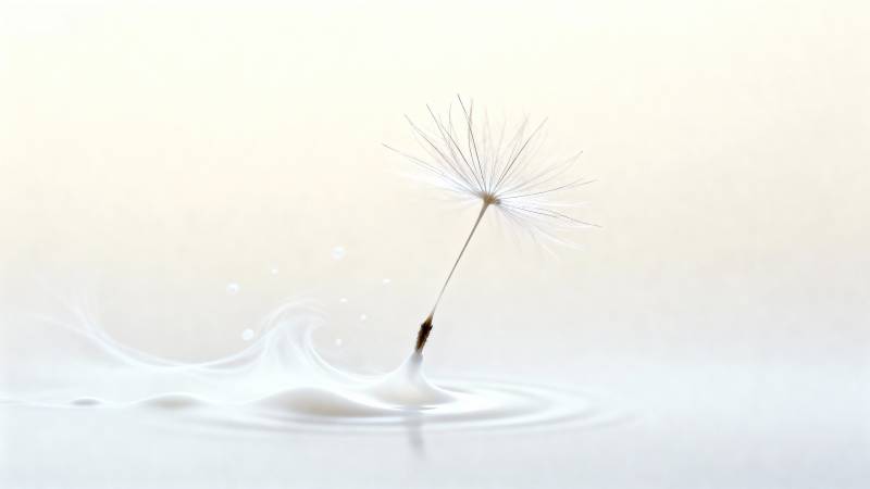 蒲公英轻触水面图片