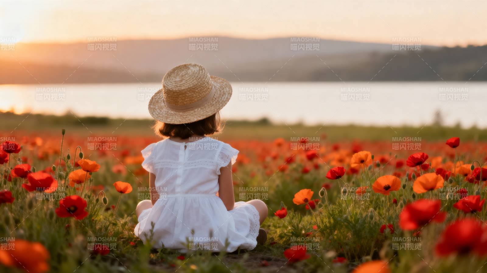 花海中的小女孩图片