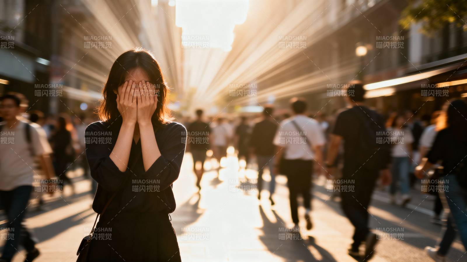 都市光影中的她图片